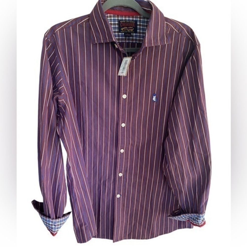 Daniel Cremieux (PARIS) Men's Classic Pin Stripe long sleeve Shirt w/Crest large